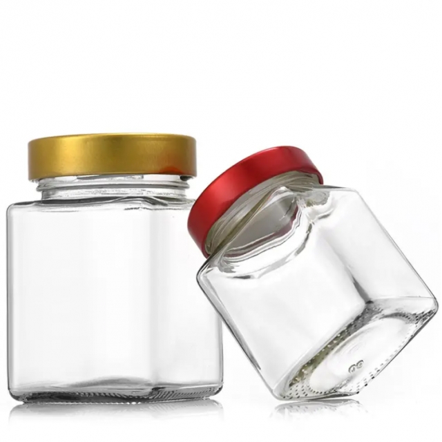 โหลแก้วใสทรงสี่เหลี่ยม สำหรับใส่อาหารแห้ง ผลไม้ แยม น้ำผึ้ง 200/280/380 ml