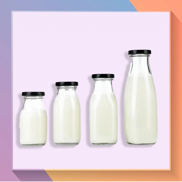 ขวดแก้ว ฝาเกลียวล็อคสีดำ ขวดสำหรับใส่นม น้ำ เครื่องดื่ม ขนาด 250/300/500 ml