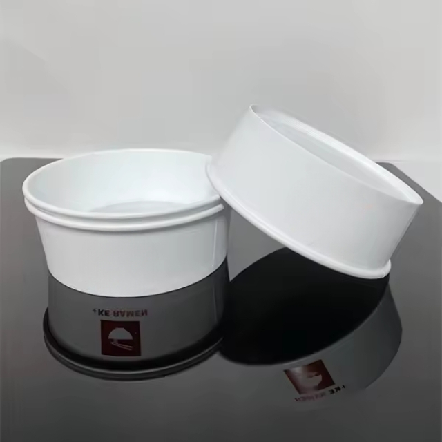 ชามกระดาษคราฟท์ ทรงกลม สำหรับใส่อาหารพร้อมฝาปิด สีขาว 18oz./25oz.