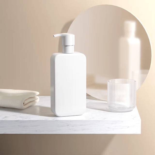 ขวดเครื่องสำอาง ขวดผลิตภัณฑ์ ขวดแชมพู ขวดโลชั่น หัวปั๊ม สี่เหลี่ยมทรงแบน 250ml/350ml/500ml