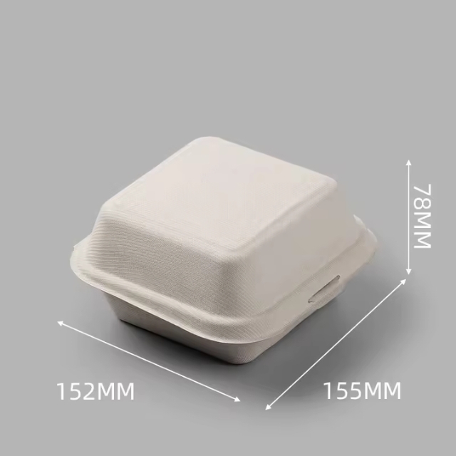 กล่องอาหารกระดาษแบบฝาพับ สีน้ำตาลอ่อน 15x15x8cm