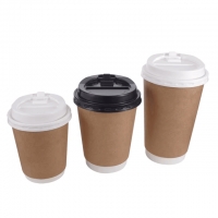 แก้วกาแฟร้อนกระดาษคราฟท์ แก้วกระดาษ แก้วกาแฟสีน้ำตาล 8oz/12oz/16oz 