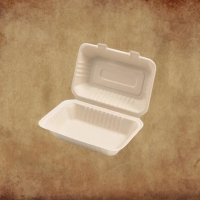 กล่องอาหารกระดาษแบบฝาพับ สีน้ำตาลอ่อน 15x15x8cm 