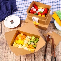 กล่องกระดาษคราฟท์ กล่องสลัด กล่องไก่ทอด 800ml/1080ml/1400ml/1480ml/2000ml 