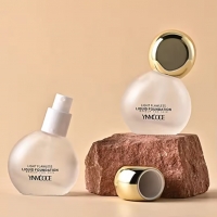 ขวดเครื่องสำอางสไตล์ luxury ขวดแก้วเซรั่ม ทรงกลมแบน  30 ml 