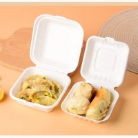 กล่องอาหารกระดาษแบบฝาพับ สีขาว 15x15x8cm 