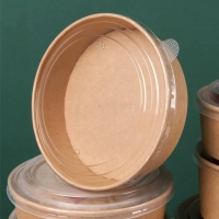 ถ้วยกระดาษคราฟท์ ทรงกลม ถ้วยใส่อาหาร ถ้วยข้าว และ ฝาปิด 500ml/750ml/900ml/1000ml/1100ml/1300ml 