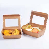 กล่องกระดาษคราฟท์ กล่องอาหารมีหน้าต่าง กล่องเบอร์เกอร์ XXS/XS/S/M/L 
