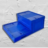 ลังพลาสติกพับได้พร้อมฝาปิด ลังทึบ ขนาด 60*40*32 ซม. รองรับน้ำหนักได้ 25 กก. สีน้ำเงิน แข็งแรง ทนทาน 